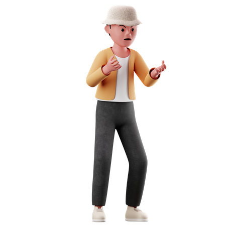Male Character With Angry Pose 3D Illustration