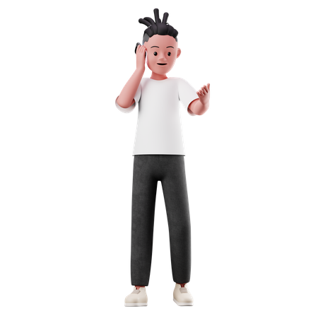 Male Character with Calling Pose 3D Illustration