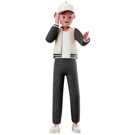 Male Character With Calling Pose 3D Illustration