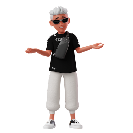 Male Character With Confused Pose  3D Icon