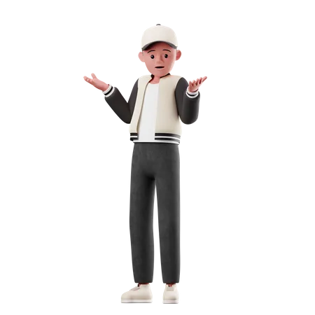 Male Character With Confused Pose  3D Illustration