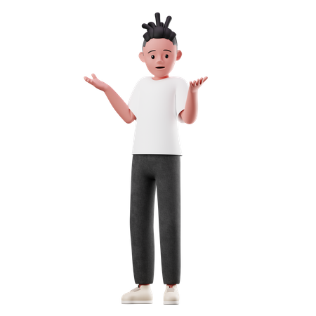 Male Character with Confused Pose  3D Illustration