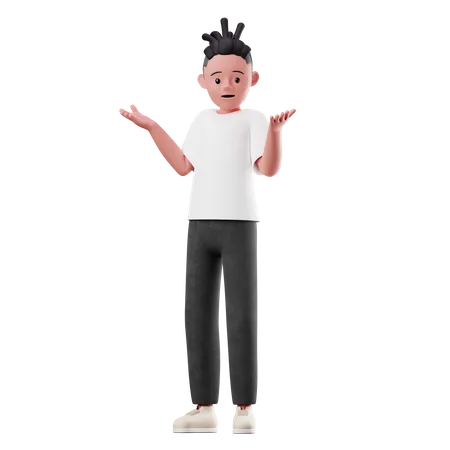 Male Character with Confused Pose  3D Illustration