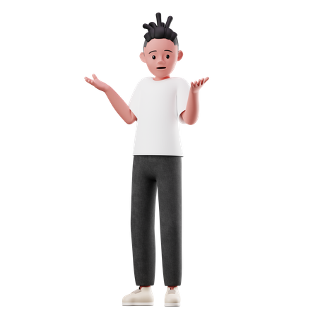 Male Character with Confused Pose 3D Illustration