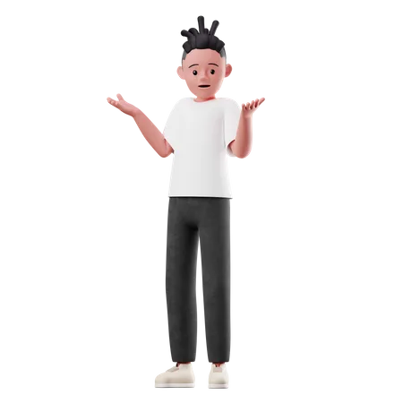 Male Character with Confused Pose 3D Illustration