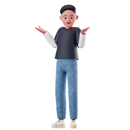 Male Character With Confused Pose 3D Illustration
