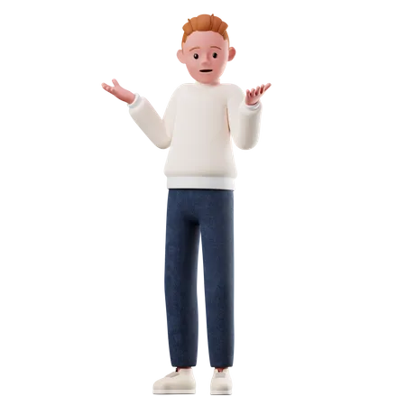 Male Character With Confused Pose  3D Illustration