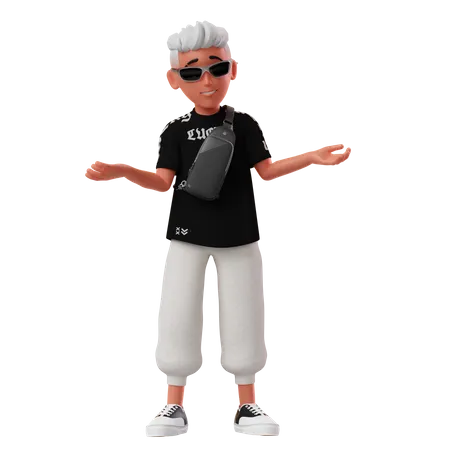Male Character With Confused Pose 3D Illustration