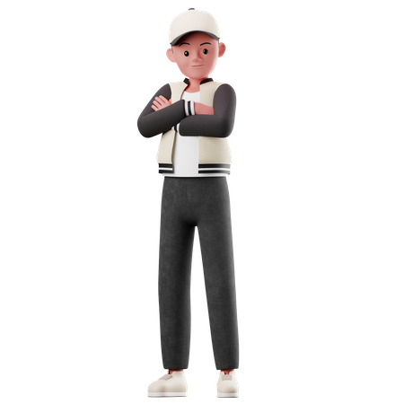 Male Character With Crossed Arm Pose  3D Illustration