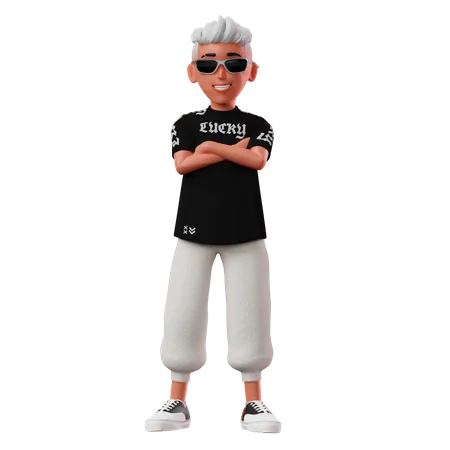 Male Character With Crossed Arm Pose  3D Illustration