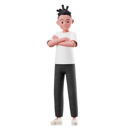 Male Character with Crossed Arm Pose 3D Illustration