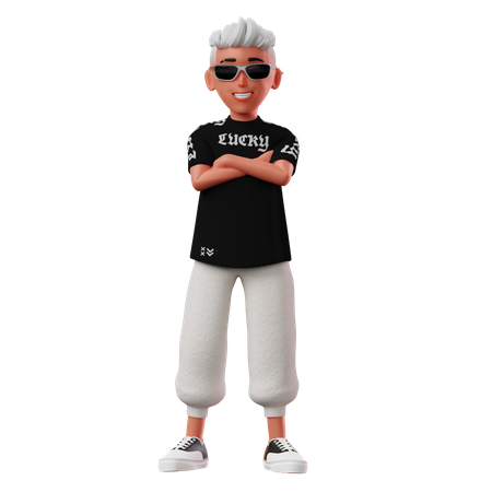 Male Character With Crossed Arm Pose 3D Illustration