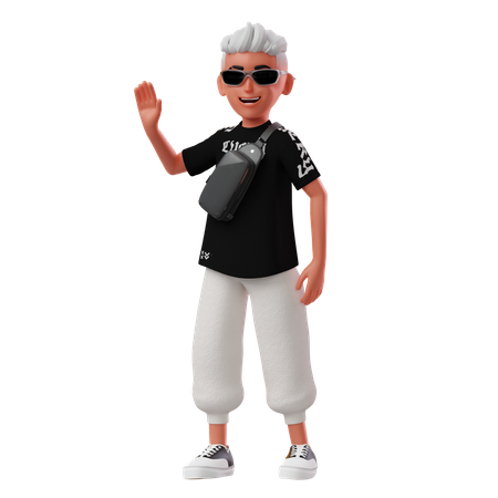 Male Character With Greeting Pose  3D Icon