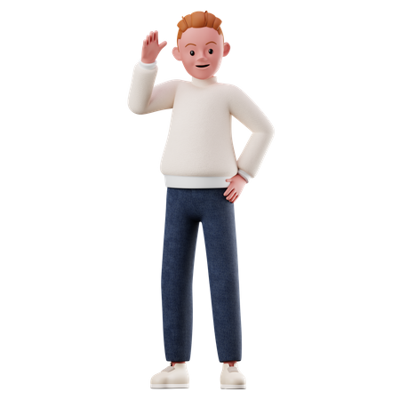 Male Character With Greeting Pose  3D Illustration