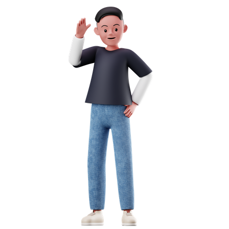 Male Character With Greeting Pose  3D Illustration