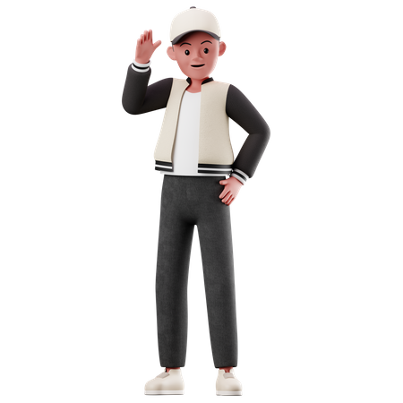 Male Character With Greeting Pose  3D Illustration