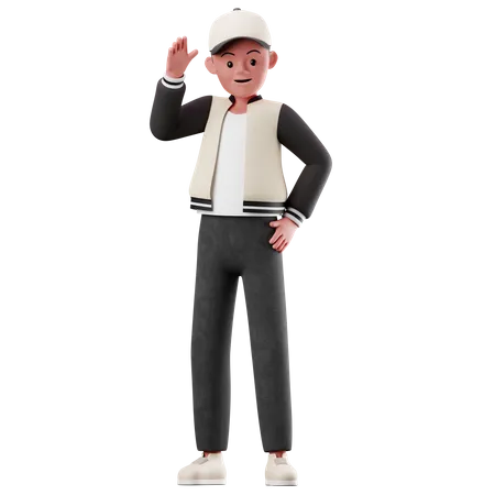 Male Character With Greeting Pose  3D Illustration