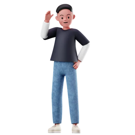 Male Character With Greeting Pose  3D Illustration