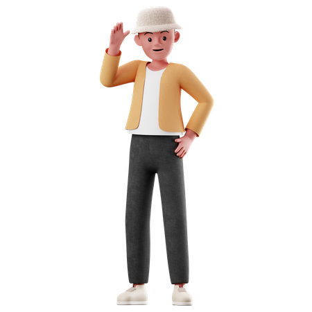 Male Character With Greeting Pose 3D Illustration