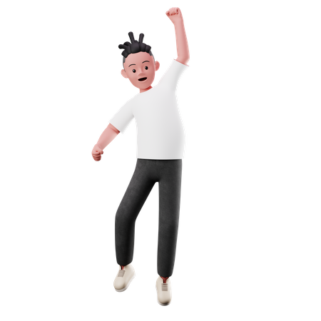 Male Character with Happy Jumping Pose  3D Icon