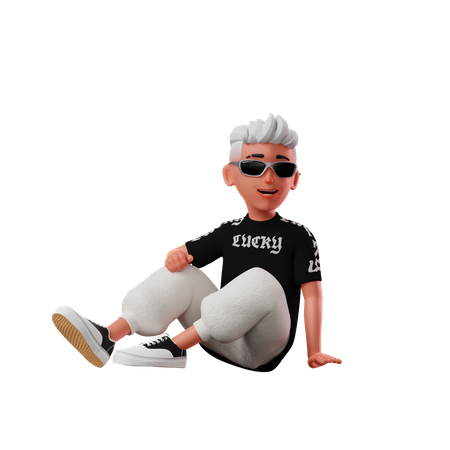 Male Character With Sitting Pose  3D Icon