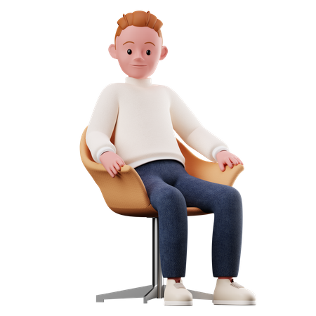 Male Character With Sitting Pose  3D Illustration