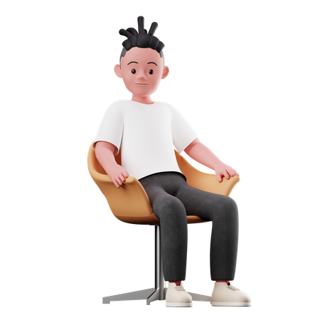Male Character With Sitting Pose 3D Illustration