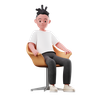 male character with sitting pose 3d illustration