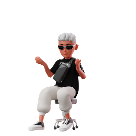 Male Character With Sitting Pose 3D Illustration