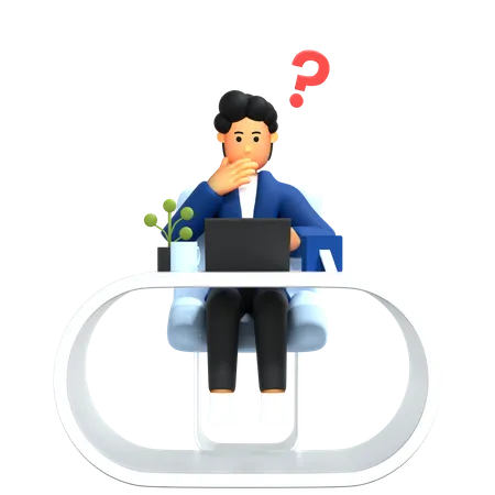 Male character working using laptop  3D Illustration