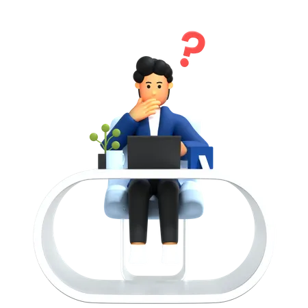 Male character working using laptop 3D Illustration