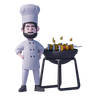 3d male chef cooking illustration