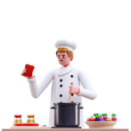 Male Chef Cooking In Kitchen  3D Illustration