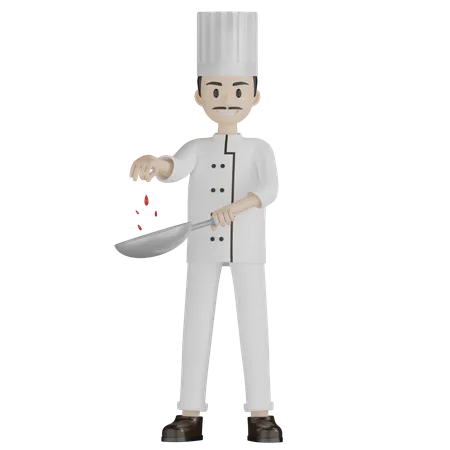 Male Chef Cooking Something 3D Illustration