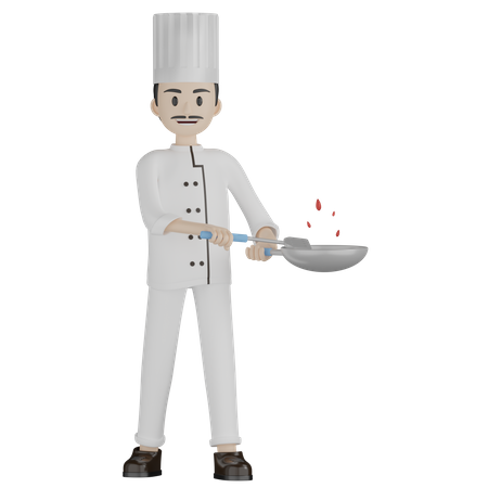 Male Chef Cooking Something  3D Illustration