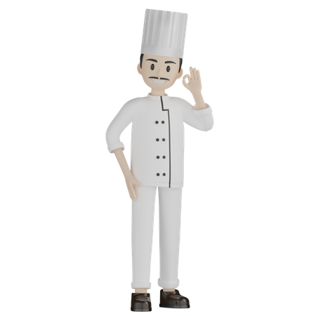 Male Chef Giving Ok Gesture  3D Illustration