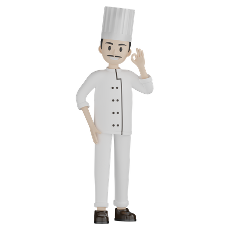 Male Chef Giving Ok Gesture 3D Illustration