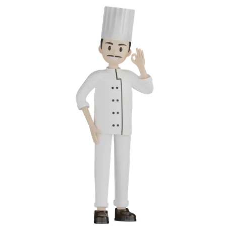 Male Chef Giving Ok Gesture 3D Illustration