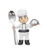 Male Chef Holding Cloche And Spoon