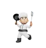 Male Chef Holding Pan And Spatula