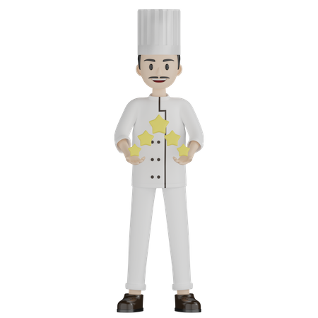 Male Chef Holding Stars  3D Illustration