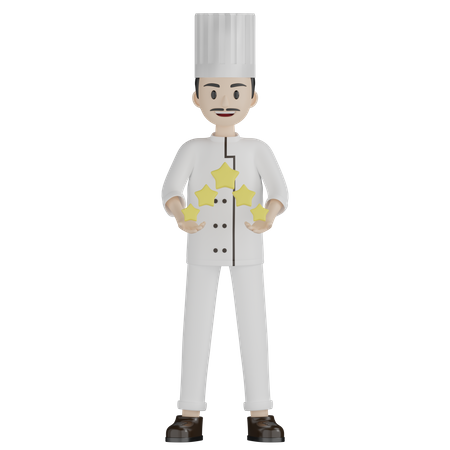 Male Chef Holding Stars 3D Illustration