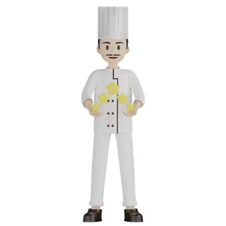 Male Chef Holding Stars 3D Illustration