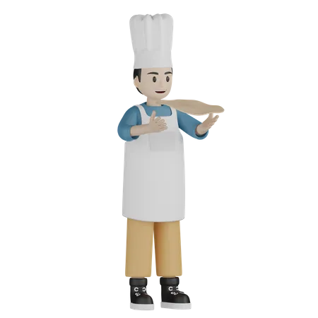 Male chef making ruman roti  3D Illustration