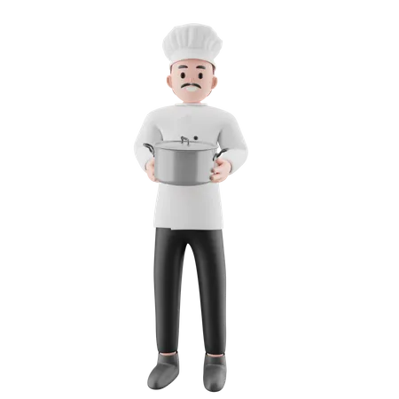 Male Chef ready to serve food  3D Illustration