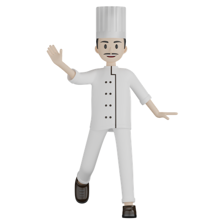 Male Chef Saying Hello  3D Illustration