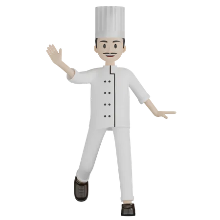 Male Chef Saying Hello  3D Illustration