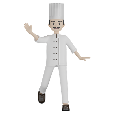 Male Chef Saying Hello 3D Illustration