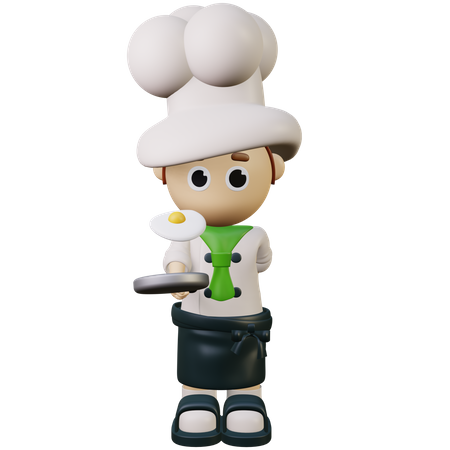 Male chef serving egg dish  3D Illustration