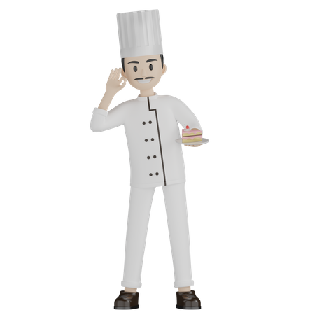 Male Chef Showing Pastry 3D Illustration